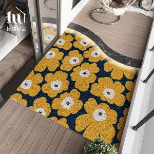 森林系列《黃色花語》獨家設計大尺寸可剪裁玄關大門絲圈刮泥墊