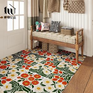 花卉系列《喜韻花磚》獨家設計大尺寸可剪裁玄關大門絲圈刮泥墊