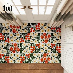 花卉系列《喜韻花磚》獨家設計大尺寸可剪裁玄關大門絲圈刮泥墊