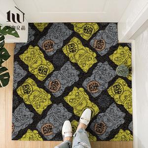 快樂祈福系列《黑系斂財》獨家設計大尺寸可剪裁玄關大門絲圈刮泥墊