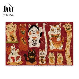 快樂祈福系列《喜氣黃金屋》獨家設計大尺寸可剪裁玄關大門絲圈刮泥墊
