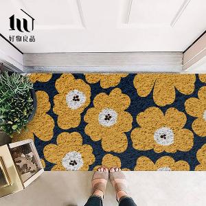 森林系列《黃色花語》獨家設計大尺寸可剪裁玄關大門絲圈刮泥墊