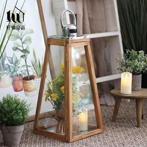 燭台花藝原木玻璃裝飾造景(附LED蠟燭)