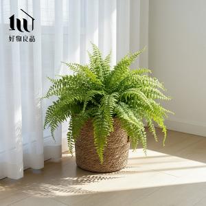 日本藤編植物盆栽籃|防水內裏花盆套雙提手落地籃居家綠植收納