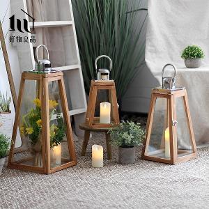 燭台花藝原木玻璃裝飾造景(附LED蠟燭)