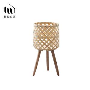 日本手工藤編高架落地式植栽花籃置物籃