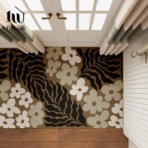 花卉系列《魅影浮花》獨家設計大尺寸可剪裁玄關大門絲圈刮泥墊