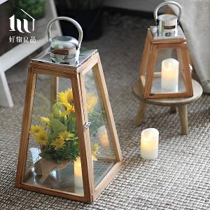 燭台花藝原木玻璃裝飾造景(附LED蠟燭)