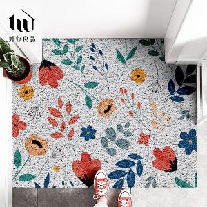 森林系列《幸福花卉》獨家設計大尺寸可剪裁玄關大門絲圈刮泥墊