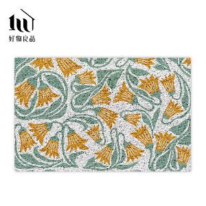 花卉系列《青葉藤花》獨家設計大尺寸可剪裁玄關大門絲圈刮泥墊