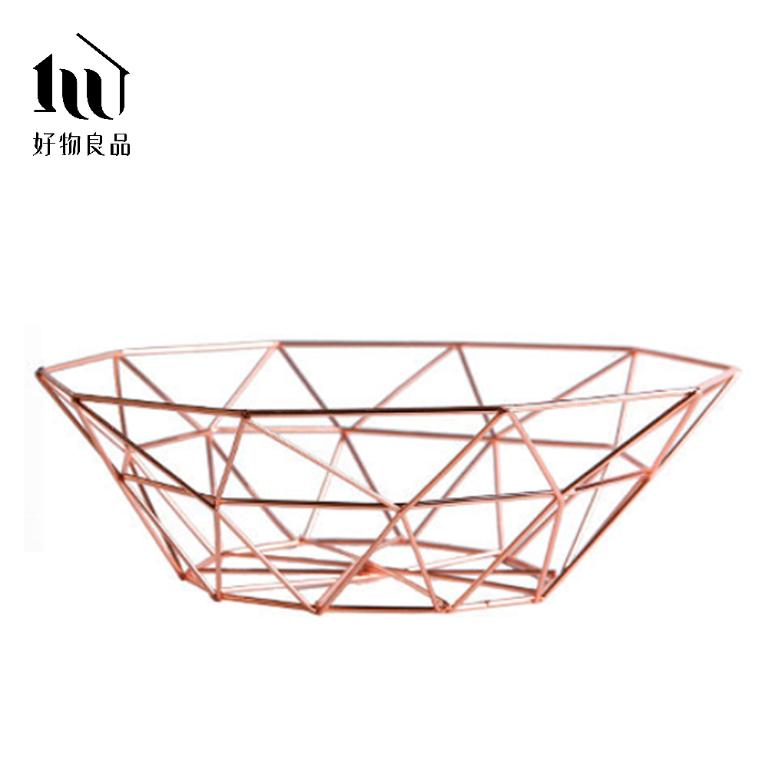 《三角形織紋矮款》客廳裝飾藝術金屬鏤空收納置物零食水果網籃
