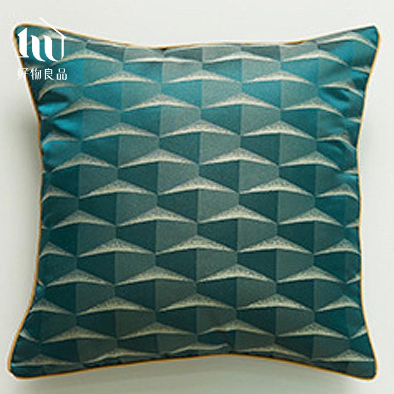 方形_奢華絲滑金邊幾何提花抱枕套｜立體金邊包邊 隱形拉鍊 耐磨不起球