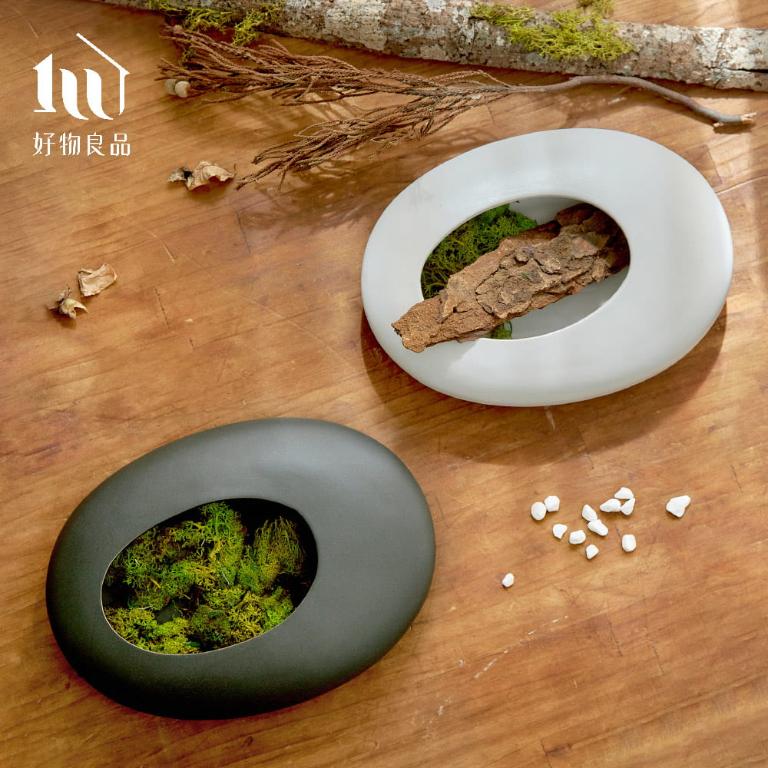 中式古典禪意扁形陶瓷花瓶