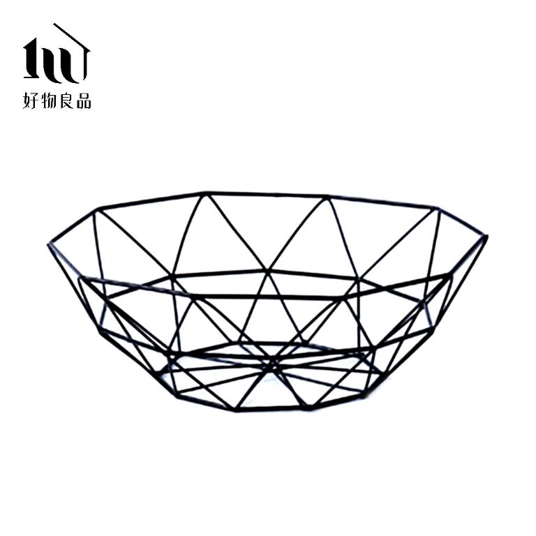 《三角形織紋矮款》客廳裝飾藝術金屬鏤空收納置物零食水果網籃