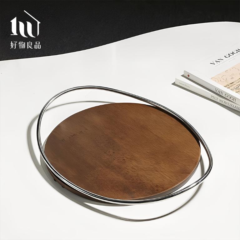 304不銹鋼原木鏡面擺飾配件咖啡托盤