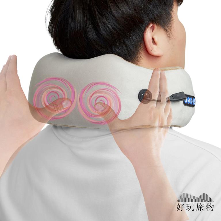 充電式恆溫肩頸按摩旅行U型靠枕