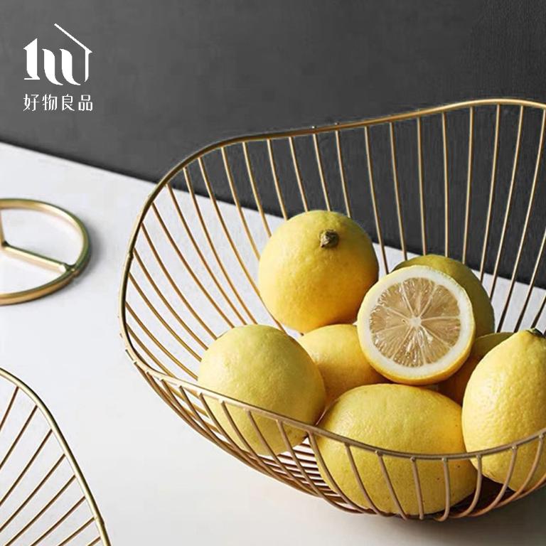 《花邊形高款》客廳裝飾藝術金屬鏤空收納置物零食水果網籃