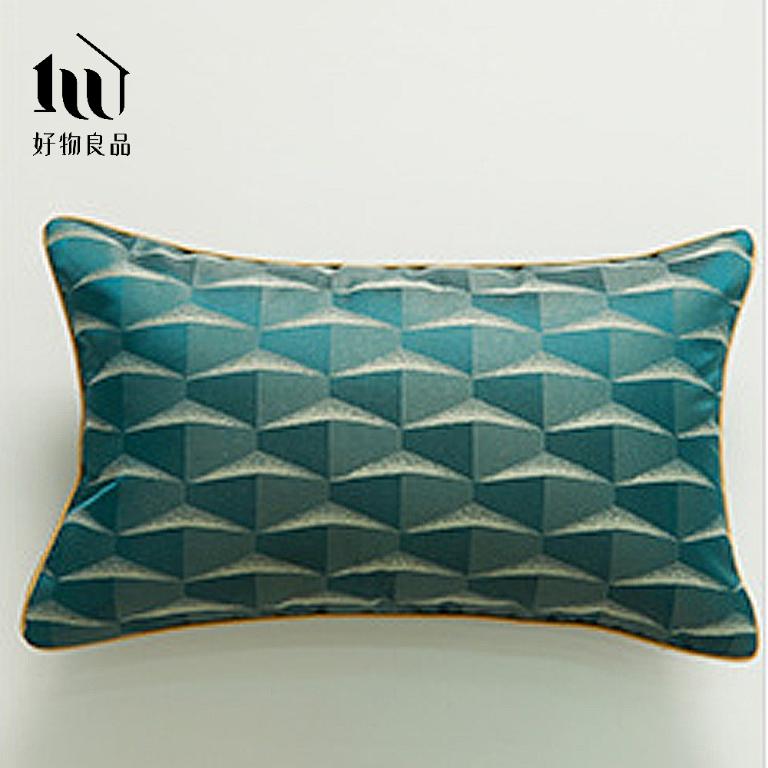 長形_奢華絲滑金邊幾何提花抱枕套｜立體金邊包邊 隱形拉鍊 耐磨不起球