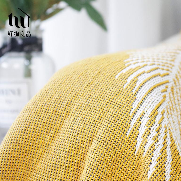 《黃色羽毛》雙面針織沙發毯蓋毯露營毯