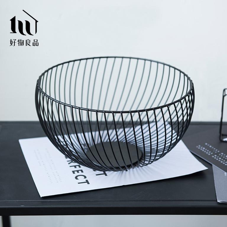 《經典圓盆》客廳裝飾藝術金屬鏤空收納置物零食水果網籃
