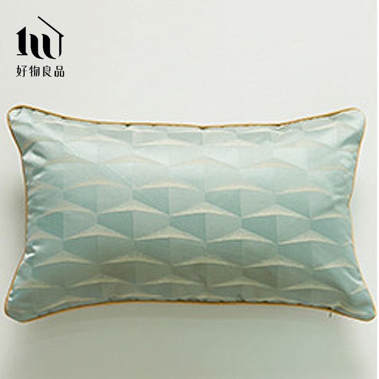 長形_奢華絲滑金邊幾何提花抱枕套｜立體金邊包邊 隱形拉鍊 耐磨不起球