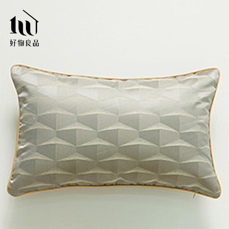 長形_奢華絲滑金邊幾何提花抱枕套｜立體金邊包邊 隱形拉鍊 耐磨不起球