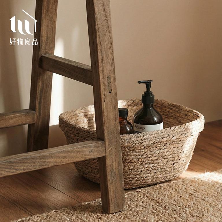 二入組_手工編織桌面收納籃｜化妝品收納盒 雜物置物筐 玄關鑰匙盤