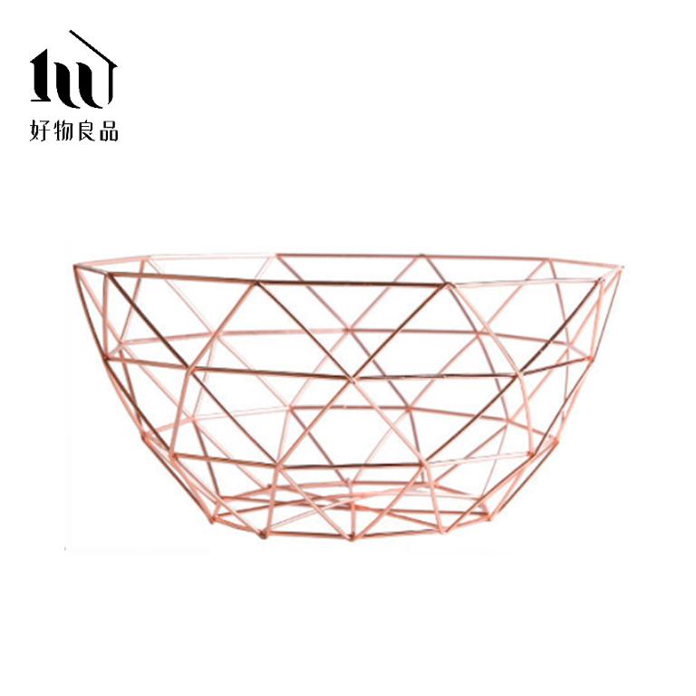 《三角形織紋高款》客廳裝飾藝術金屬鏤空收納置物零食水果網籃