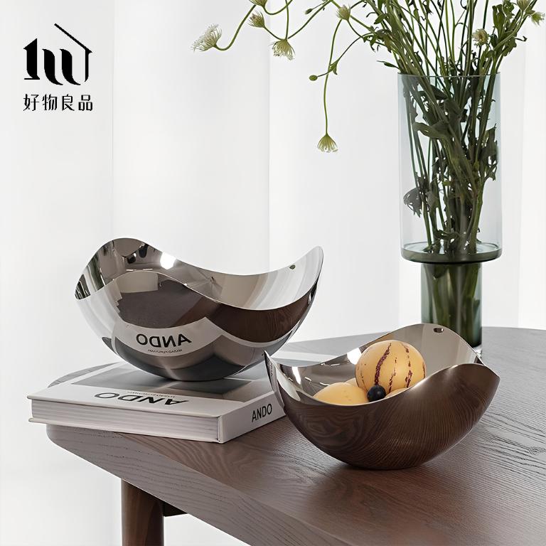 304不銹鋼拋光鏡面水果飾品鑰匙收納金屬盆