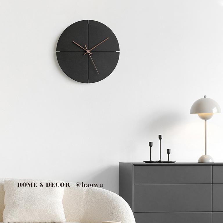 日本設計環保再生材黑色系靜音掛鐘