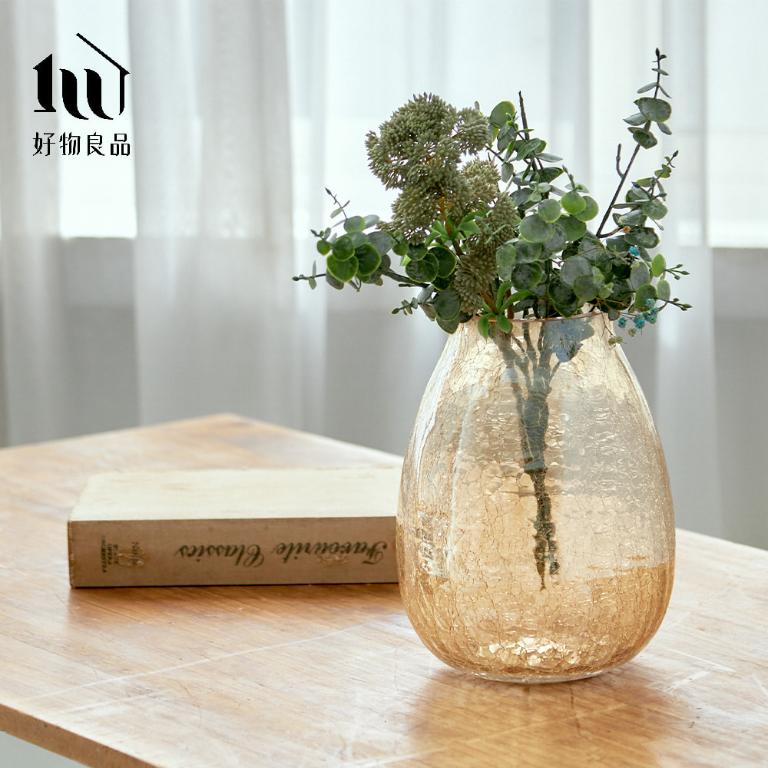 《矮款/高款》家居輕奢透明冰裂玻璃花瓶