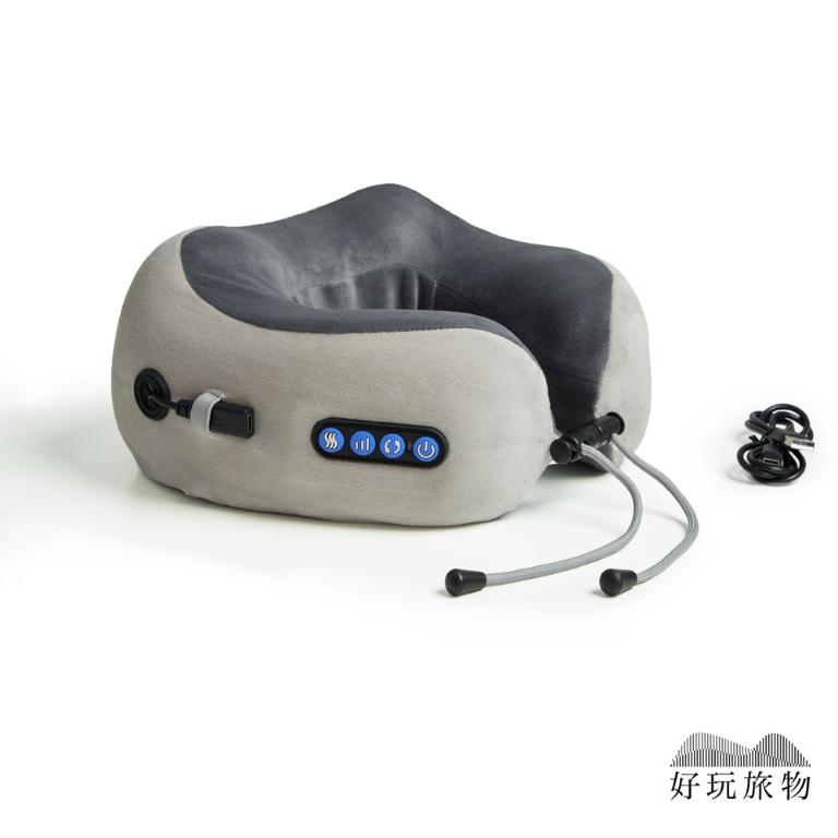 充電式恆溫肩頸按摩旅行U型靠枕