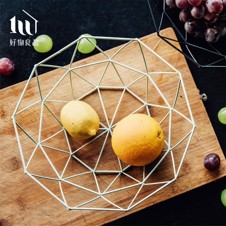 《三角形織紋矮款》客廳裝飾藝術金屬鏤空收納置物零食水果網籃