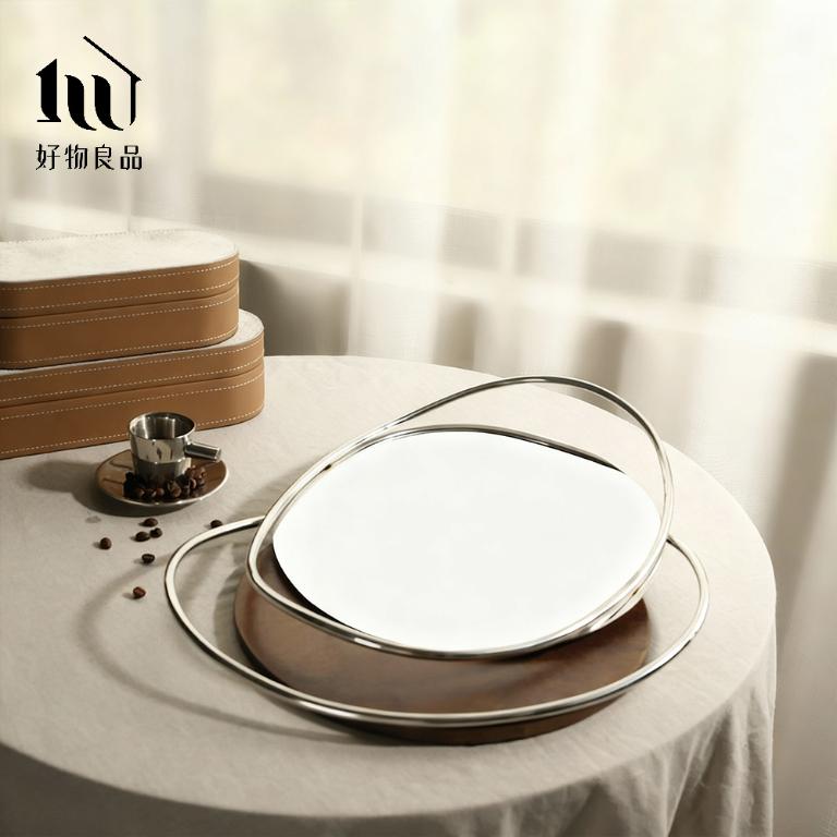 304不銹鋼原木鏡面擺飾配件咖啡托盤