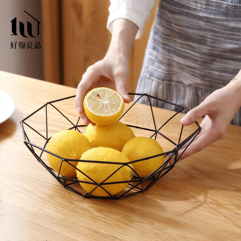 《三角形織紋矮款》客廳裝飾藝術金屬鏤空收納置物零食水果網籃