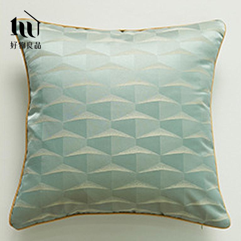 方形_奢華絲滑金邊幾何提花抱枕套｜立體金邊包邊 隱形拉鍊 耐磨不起球