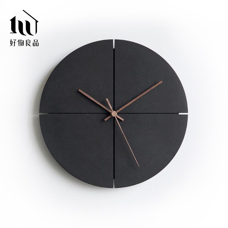 日本設計環保再生材黑色系靜音掛鐘