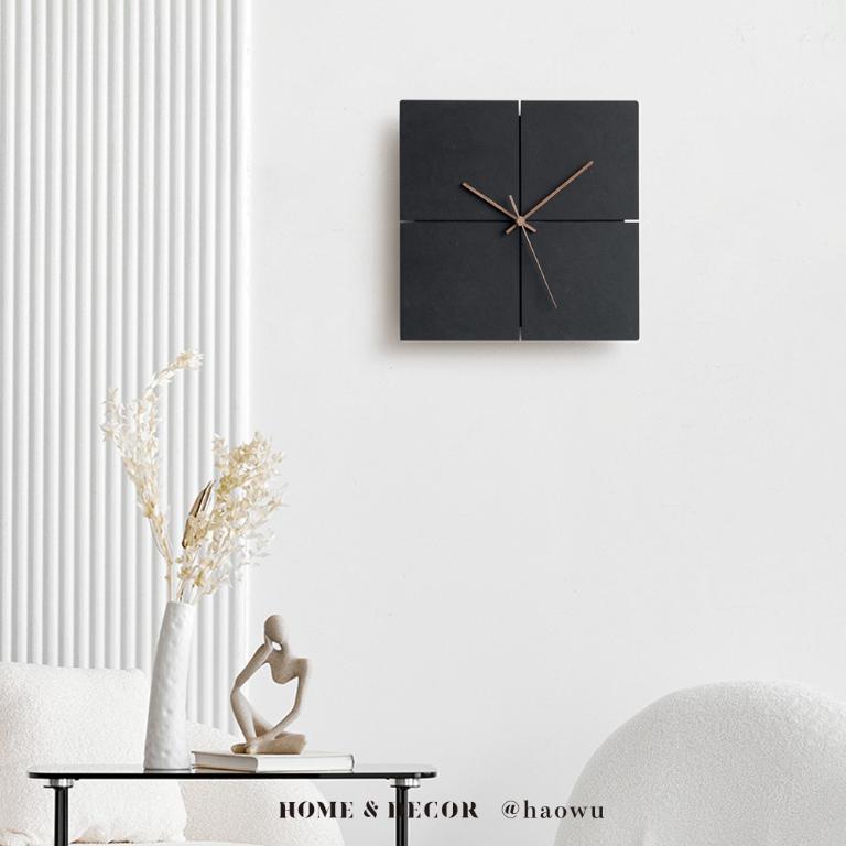 日本設計環保再生材黑色系靜音掛鐘