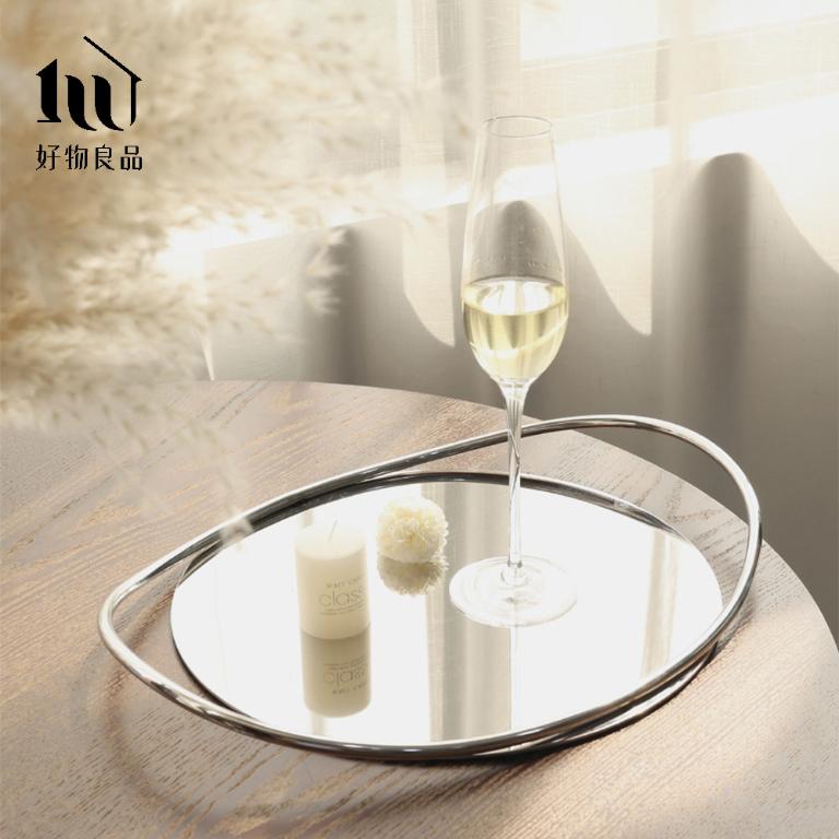 304不銹鋼原木鏡面擺飾配件咖啡托盤