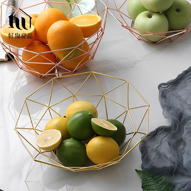 《三角形織紋矮款》客廳裝飾藝術金屬鏤空收納置物零食水果網籃
