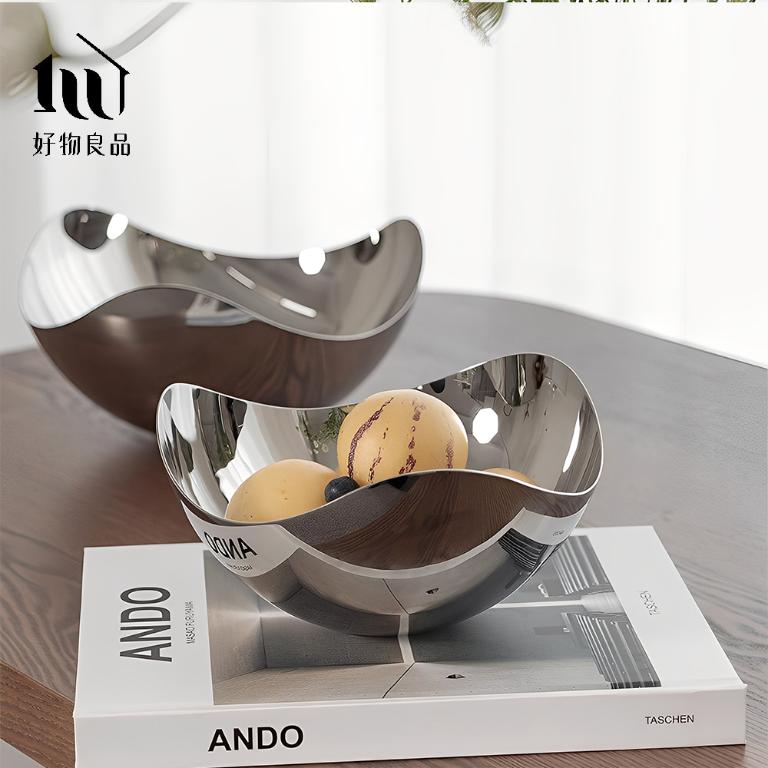 304不銹鋼拋光鏡面水果飾品鑰匙收納金屬盆