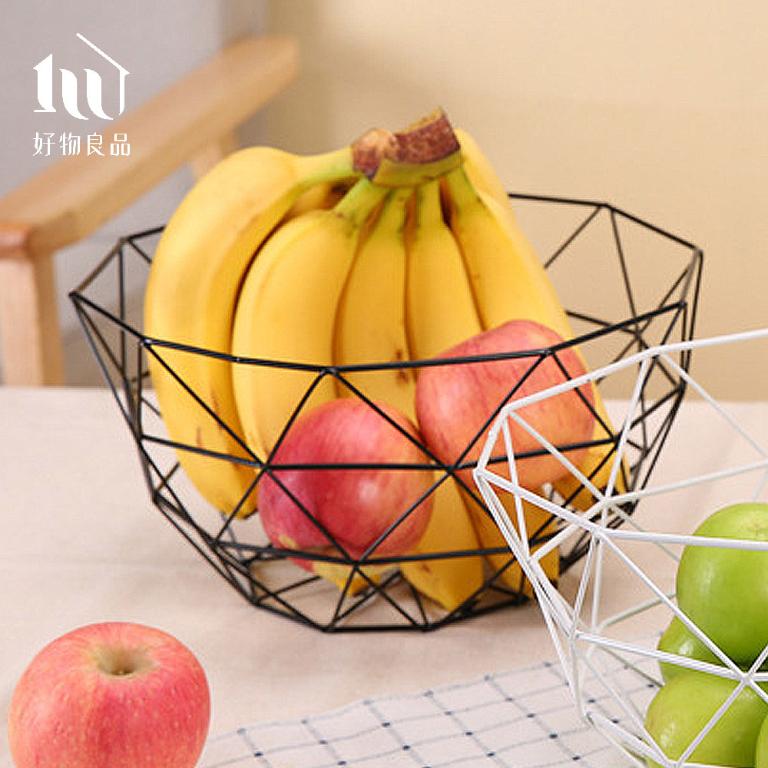 《三角形織紋高款》客廳裝飾藝術金屬鏤空收納置物零食水果網籃