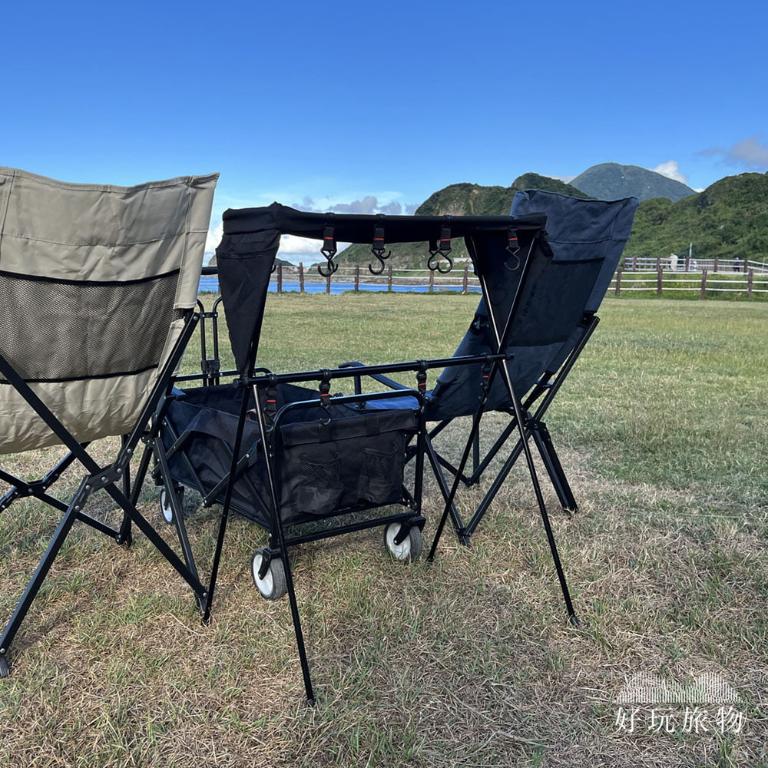 雙層_鋁合金戶外露營折疊收納三角置物露營架 (附掛勾及置物籃)