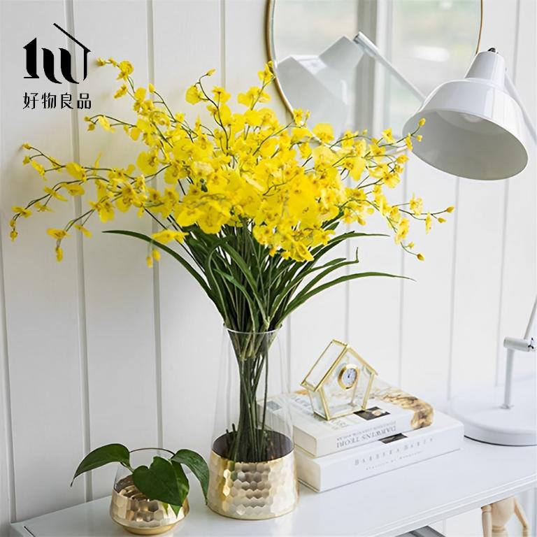 《矮款/圓弧款》簡約輕奢水晶玻璃金箔鑲色雙色花瓶