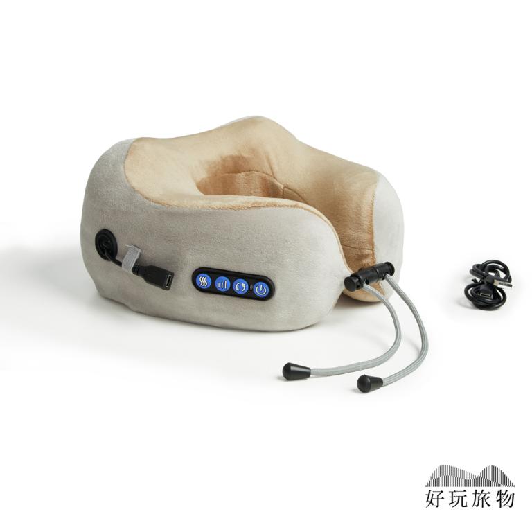 充電式恆溫肩頸按摩旅行U型靠枕