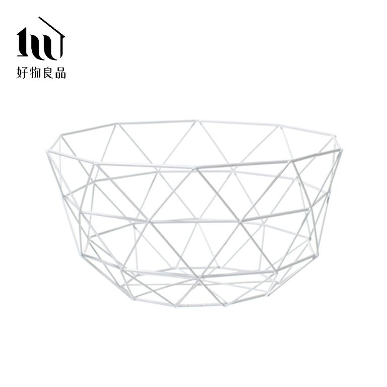 《三角形織紋高款》客廳裝飾藝術金屬鏤空收納置物零食水果網籃