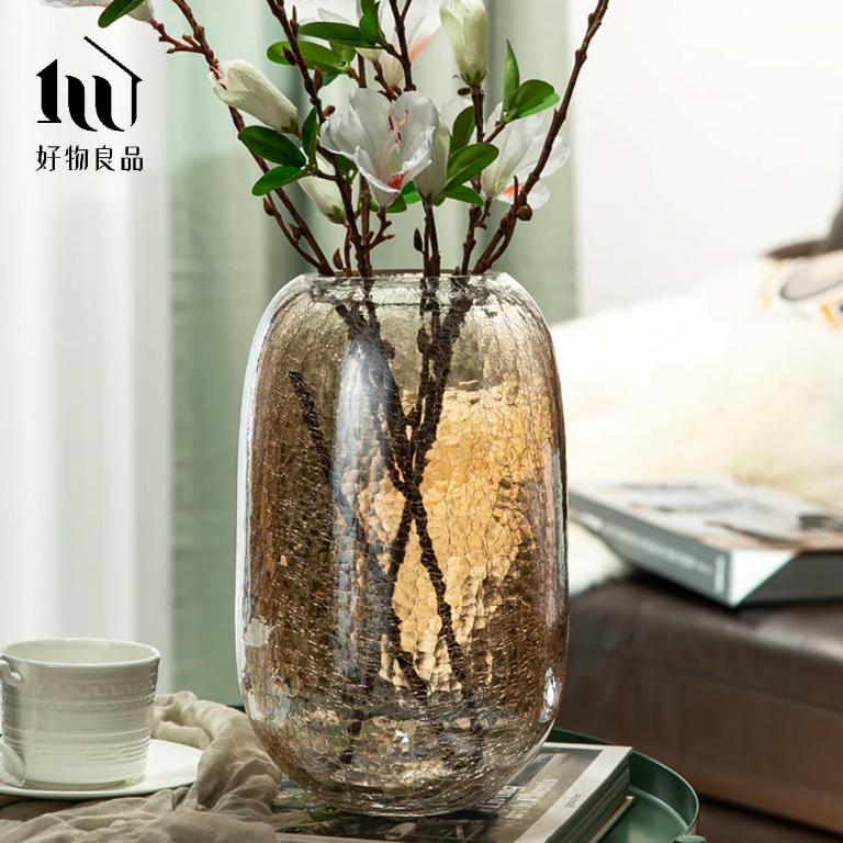 《矮款/高款》家居輕奢透明冰裂玻璃花瓶