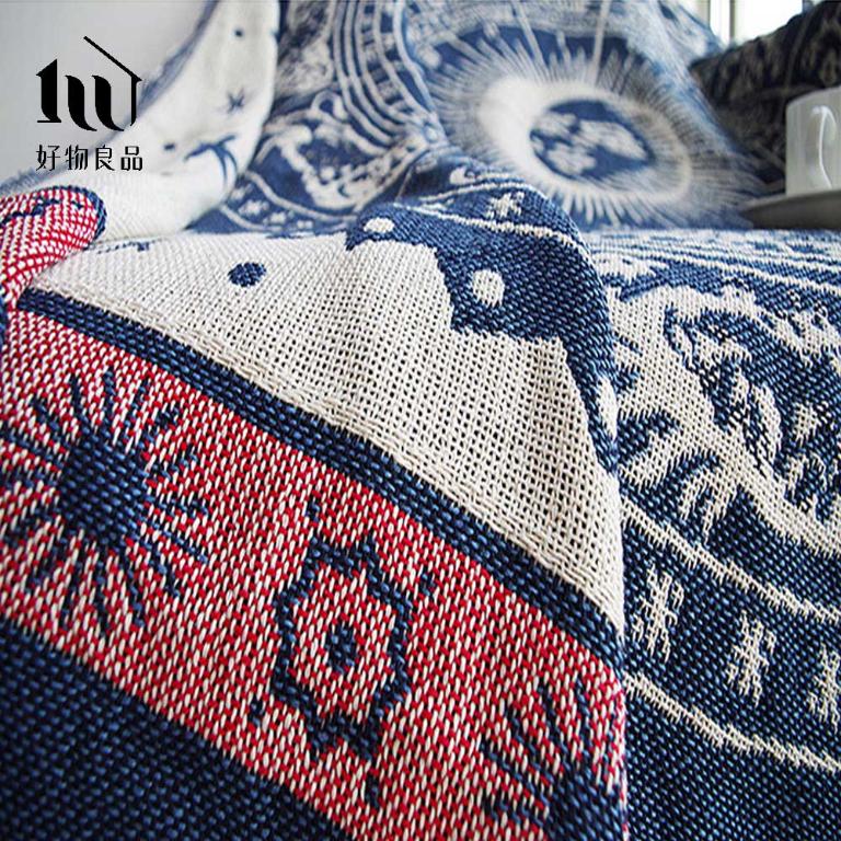 《星座圖騰》旅行居家兩用棉麻針織毯沙發毯汽車蓋毯