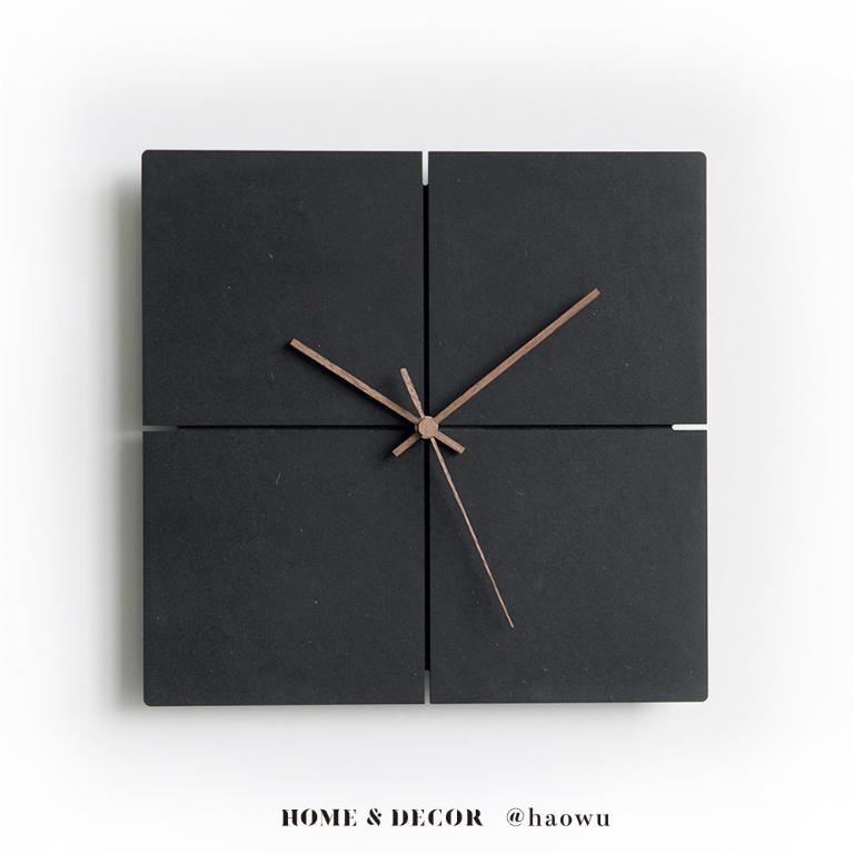 日本設計環保再生材黑色系靜音掛鐘