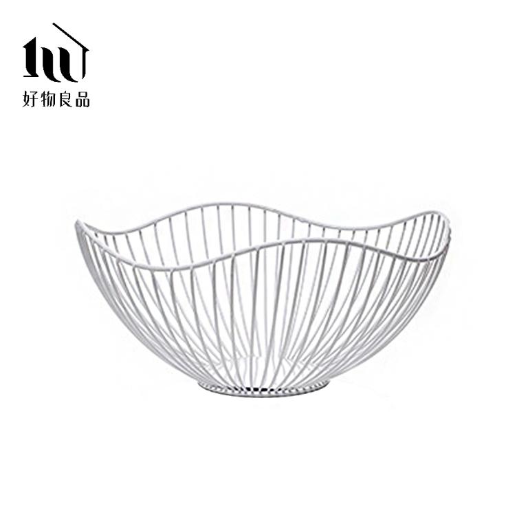 《花邊形高款》客廳裝飾藝術金屬鏤空收納置物零食水果網籃